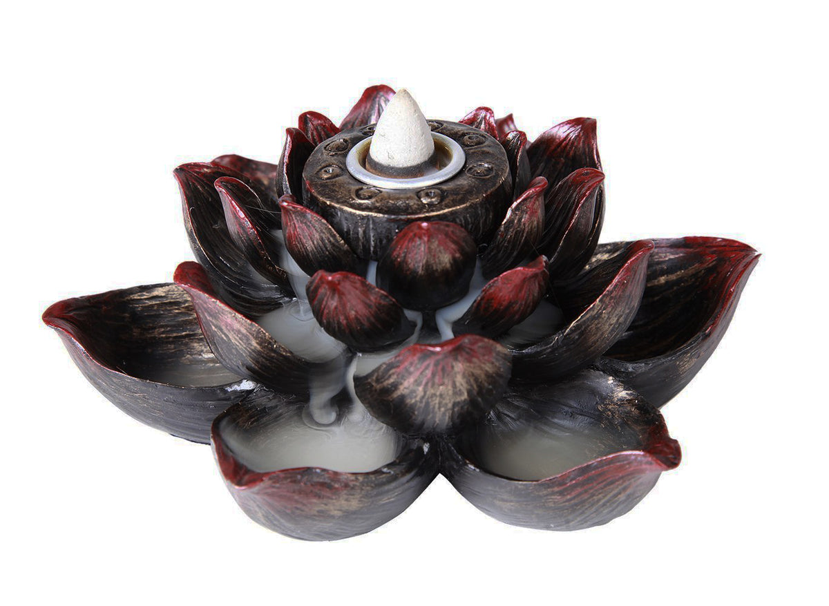 Ebros Buddha Padma Lotus Incense Stick Backflow Cone Holder Burner Figurine