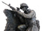 War Battlefield Kneeling Soldier Taking Cover With Rifle Gun And Gears Statue