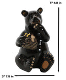 Western Rustic Black Bear Eating Honey From Honeycomb Beehive Figurine Bears