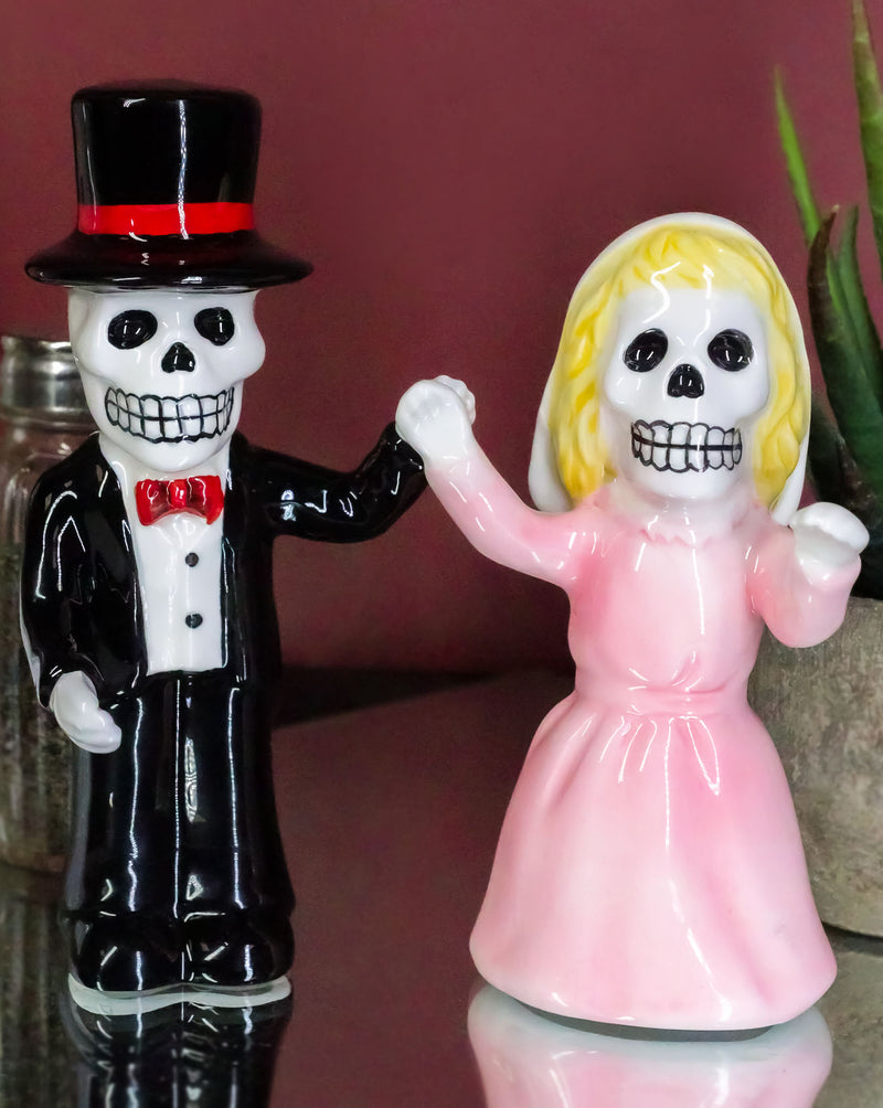 Ebros Dias De Los Muertos Wedding Waltz Dance Sugar Skulls Ceramic Salt Pepper Shakers