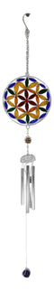 Stained Glass Colorful Flower Of Life Sacred Geometry Metal Wind Chime Suncatcher