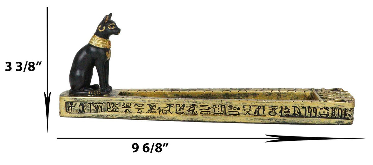 Egyptian Goddess of Protection Bastet Cat Deity Hieroglyphic Incense Holder