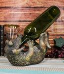Comical Thirsty Alligator Wine Holder Figurine 8.75"H Prehistoric Reptile Party