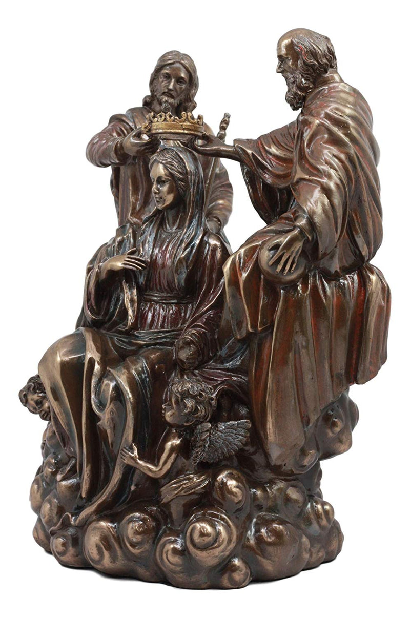 Ebros Gift Heavenly Coronation of The Virgin Statue Mother Mary Queen of Heaven with Jesus and God Sculpture Exaltation of The Holy Mother Figurine Catholic Religious Altar Decor Sculpture