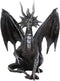 Ebros Ruth Thompson Metallic Grey Checkmate Dragon with Horns Statue 9" Tall