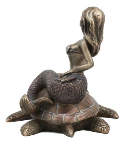 Ebros Ocean Mermaid Riding On Sea Turtle Statue Nautical Sirens Of The Seas Coral Reef