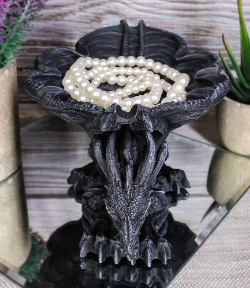 Medieval Fantasy Large Crouching Dragon Ashtray With Celtic Knotwork Figurine