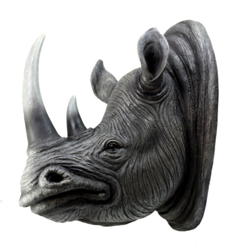 Safari Black Rhino Wall Plaque 14.5"H Taxidermy Rhinoceros Wall Decor Sculpture
