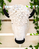 Ebros Sacred Lightning White Buffalo Wall Decor 18"H Faux Bison Head Taxidermy