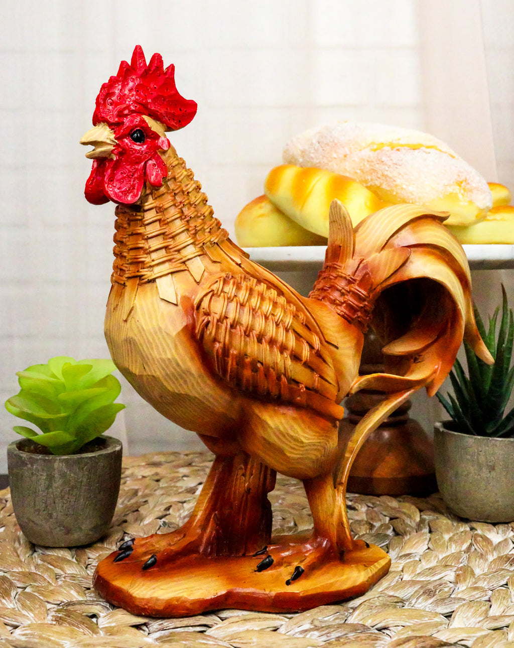Rooster Collection Ebros Country Farm Chicken Rooster Decorative Figurine In Faux Bamboo ...