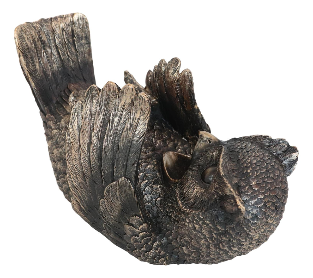 Bronzed Wise Wine Great Horned Owl Wine Holder 9.25"Long Home Decor - Ebros Gift