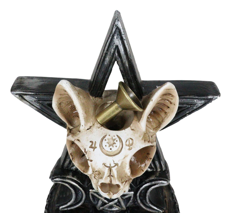 Occult Ouija Cat Skull With Triple Moon And Pentagram Backflow Incense Burner