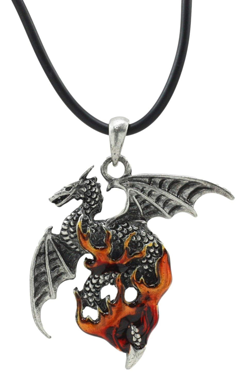 Ebros Legend Of The Swords Viserion Flame Dragon Pendant Pewter Pendant Necklace