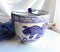 Blue White Koi Fish Ramen Bowl With Tempura Divider Condiment Lid Chopsticks Set