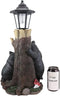 Ebros Me + U Black Bear Couple Outpost Statue with Solar LED Light Lantern Decor