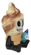 Ebros Furry Bones Sweet Tooth Ice Cream Swirl On Sugar Cone Skeleton Figurine