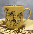 Ebros Rustic Western Wild Running Horses Abstract Art Coffee Tea Drinking Mug