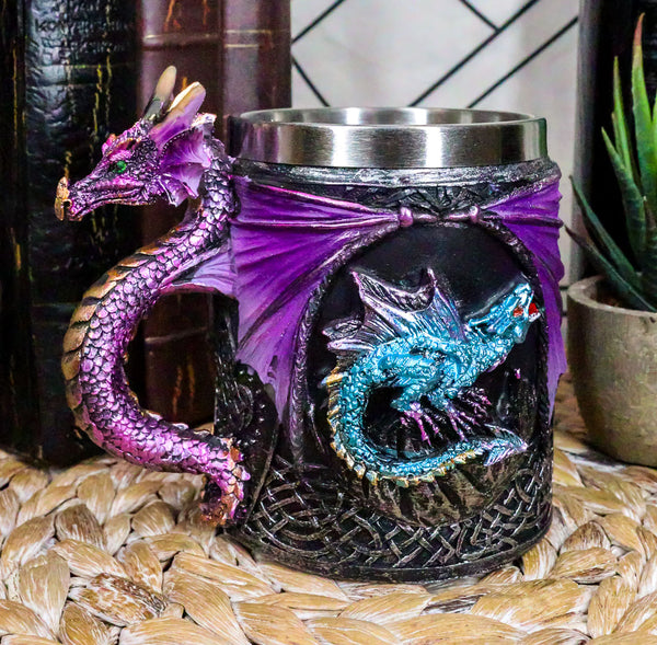Ebros Conception Blue Fire Purple Dragon Beer Stein Tankard Coffee Cup  Ebros Gift