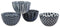 Ebros Gift Made In Japan Stylish Symmetry Contemporary Design 5"Diameter 16oz Porcelain Bowls Set Of 4 For Salad Ramen Pho Soup Cereal Home And Kitchen Decorative Bowl Gift Set (Blue Patterns)
