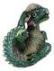 Adorable Green Earth Dragon Hatchling Baby Egg Shell Figurine 2.75"H Collectible