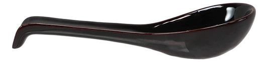 Ebros Japanese Modern Porcelain Soup Spoons With Ladle Hook Pack Of 6 (Black) - Ebros Gift