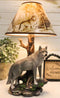 Denizen Of Twilight Lone Gray Wolf Table Desktop Lamp With Forest Shade Decor