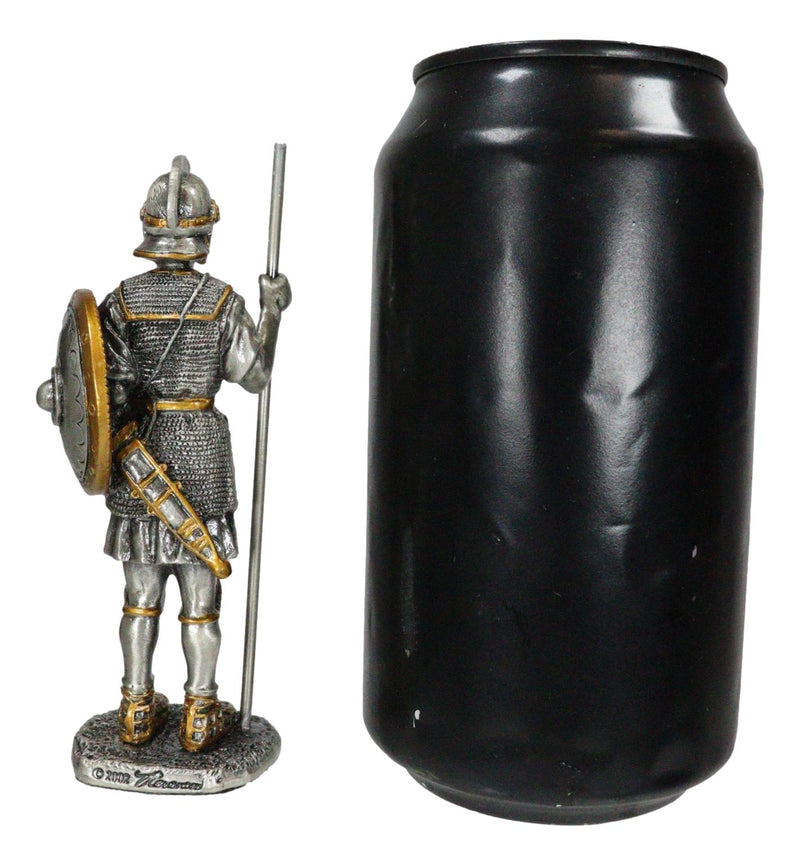 Pewter Medieval Halberdier Knight Guard With Pole Spear And Shield Figurine