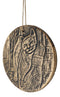 A Brush with Magick Feline Cat With Broomstick Terracotta Medallion Wall Decor