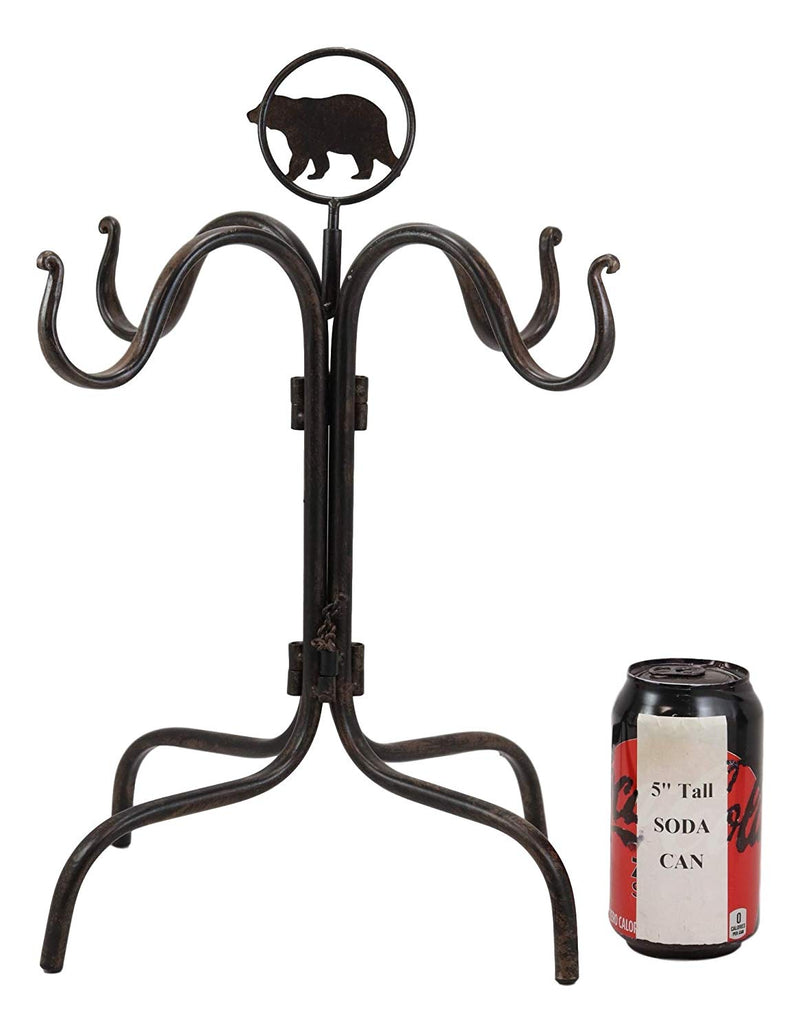 Ebros Metal Rustic Forest Black Bear Mug Tree Holder Organizer Rack Stand With 4 Hooks