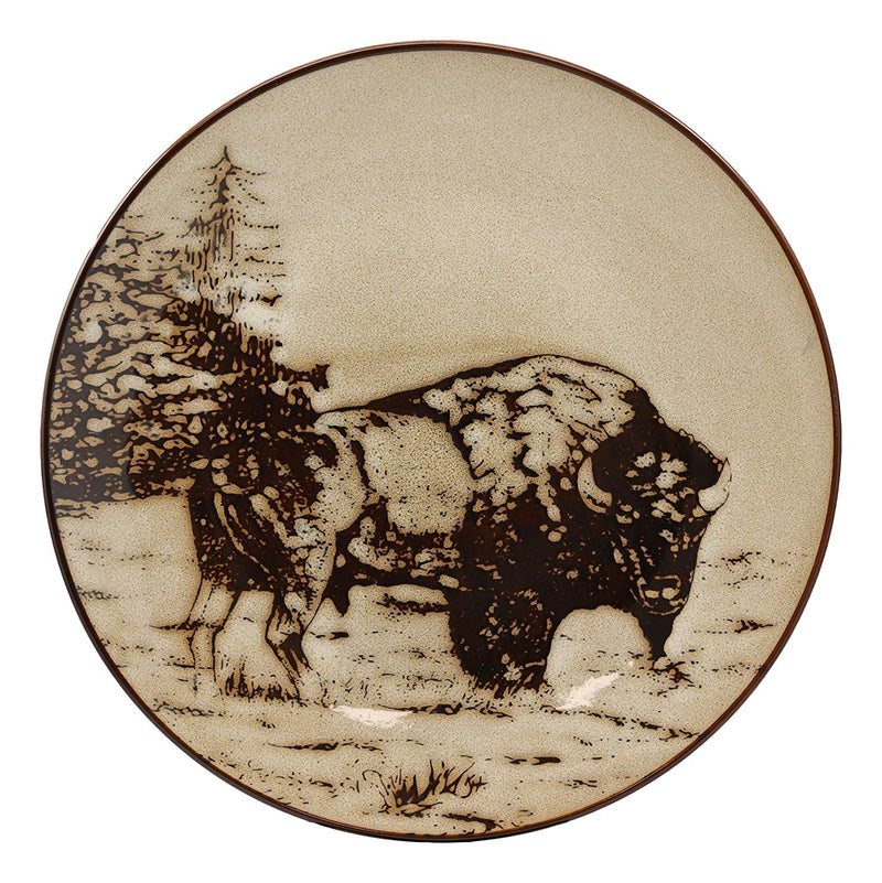 Ebros Bison Buffalo Abstract Art Large Square Dinner Plate Set of 2 10.75"D
