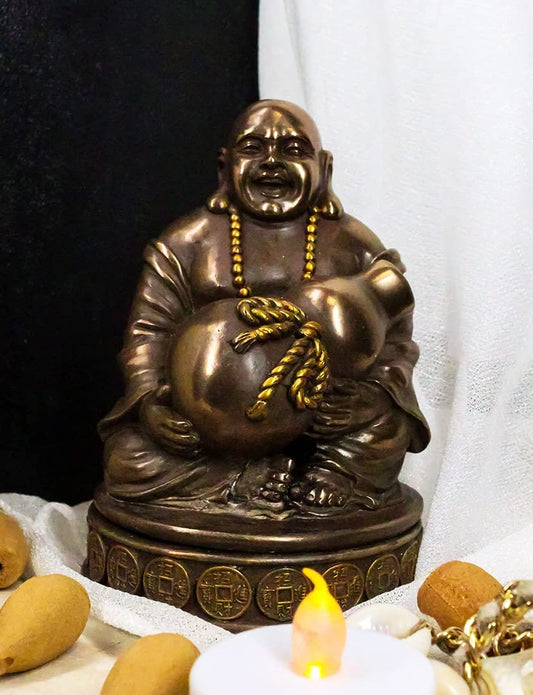 Ebros 4.5 Inch Lucky Chinese Buddha Incense Burner Statue Figurine - Ebros Gift