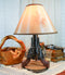 Western Wild West Triple Six Shooters Revolver Guns Side Table Lamp Statue Decor