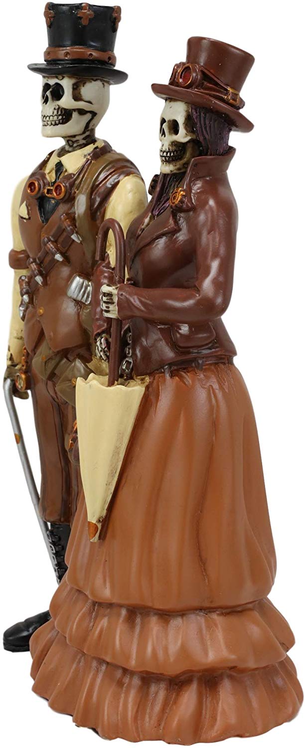 Ebros Day of The Dead DOD Steampunk Skeleton Lady and Gentleman Couple Figurine - Ebros Gift