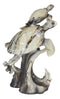 Marine Giant Sea Turtle With Hatchling Baby Riding Current Faux Marble Figurine