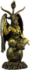 Large Gold Tone 3 Feet Oversized Sabbatic Goat Baphomet Statue