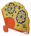 Ebros Set Of 4 Yellow Summer Flower Blooms Oriental Fan Shaped Appetizer Sushi Plates