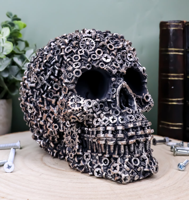 Ebros Junkyard Mechanic Gears Nuts Bolts And Screws Hardware Skull Decorative Figurine