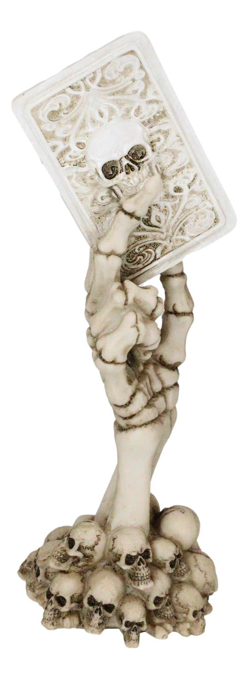 God of Gamblers Gothic Skeleton Skeletal Hand Holding Death Ace Card Figurine