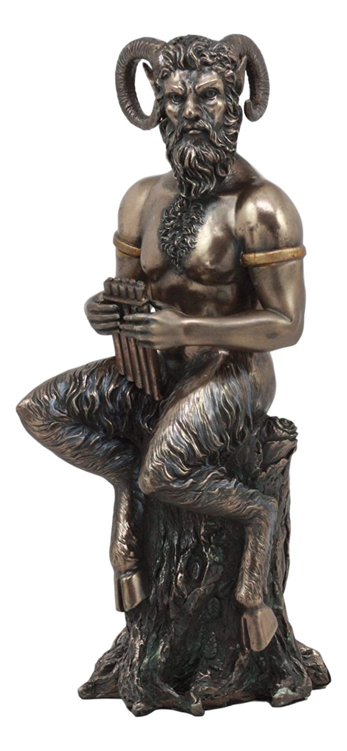 Greek God Pan Statue 9.75"Tall Deity Of The Wild Pan Playing The Flute Figurine - Ebros Gift