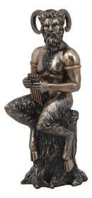 Greek God Pan Statue 9.75"Tall Deity Of The Wild Pan Playing The Flute Figurine