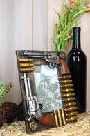 Western Dual Pistol Revolver Guns With Bullet Shells 4"X6" Photo Picture Frame