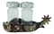 Western Cowboy Boot Spur Longhorn Concho Faux Leather Salt Pepper Shakers Set