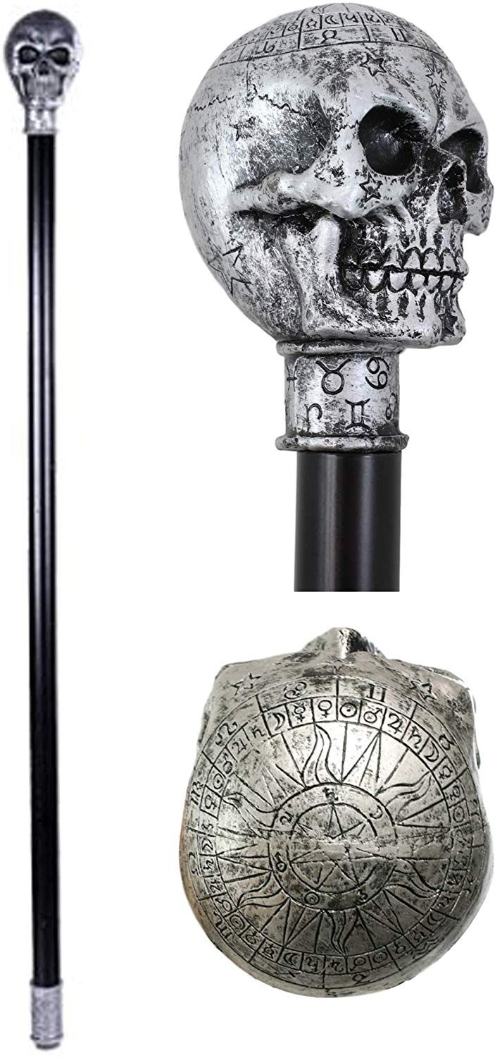 Ebros Gothic Celtic Astrology Skull Decorative Prop Walking Cane Accessory