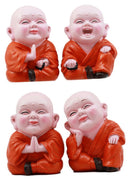 Ebros Mini Hotei Joyful Buddha Figurine Set of 4 Shaolin Kung Fu Happy Buddhist Monks