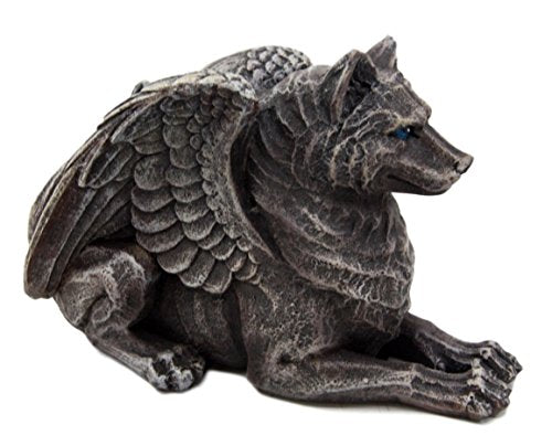 Ebros Stoic Guardian Winged Wolf Gargoyle Gothic Candleholder Figurine 6.5"L