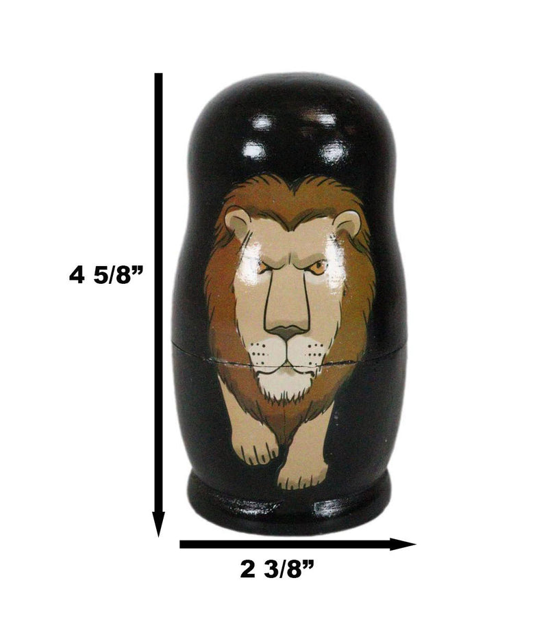 Ebros Gift Black Safari Jungle Animals Cats Lion Tiger Cheetah Jaguar Tabby Cat Wooden Toy Stacking Nesting Dolls 5 Piece Set Hand Painted Wood Decorative Collectible Matryoshka Doll Toys