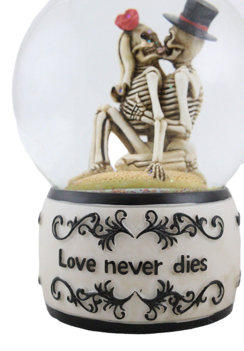 Day of The Dead Love Never Dies French Kissing Skeletons At Beach Water Globe