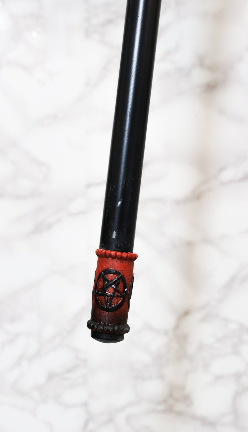 Demon Horned Lucifer Satan Pentagram Skull Decorative Prop Walking Swagger Cane