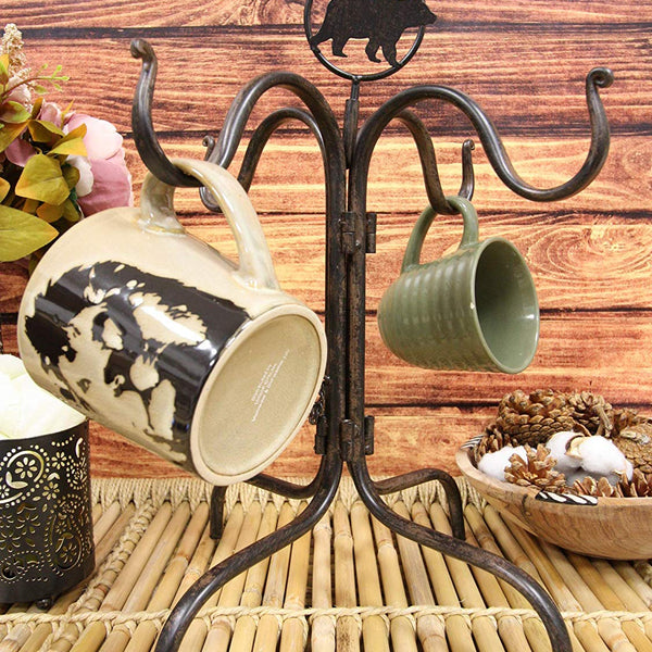 Ebros Metal Rustic Forest Black Bear Mug Tree Holder Organizer Rack St–  Ebros Gift