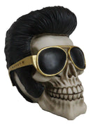 Legendary King Celebrity Skeleton Skull With Golden Iconic Glasses Figurine